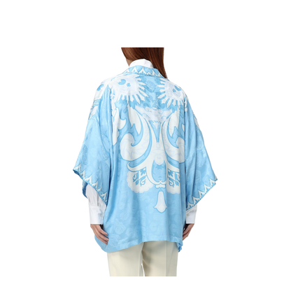 Long Sleeve Top In Light Blue/White