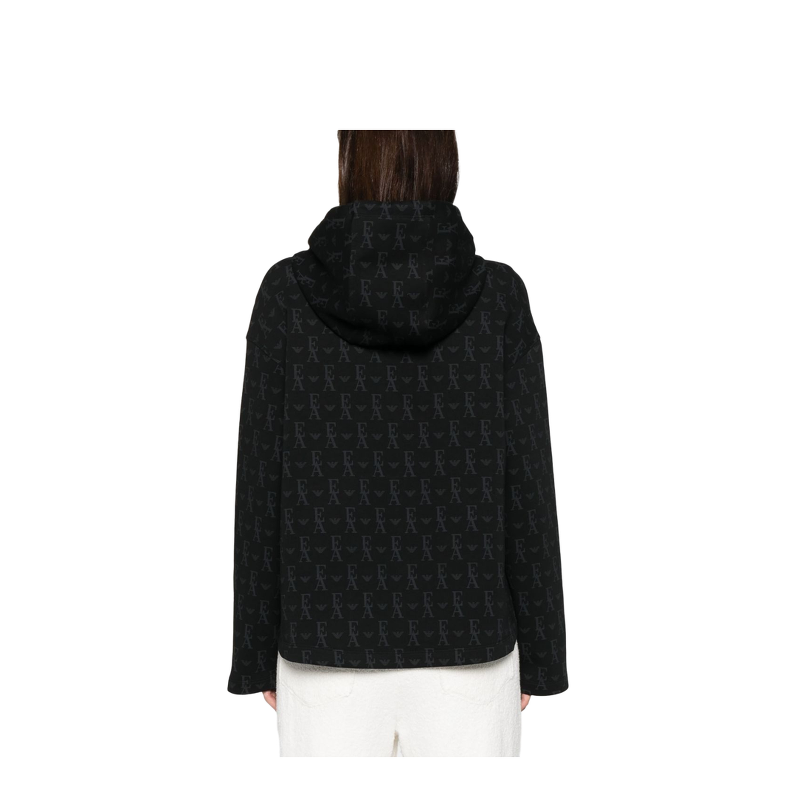 Double-Jersey Hooded Zip-Up Sweatshirt with All-Over Lettering