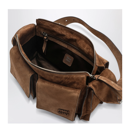 MAYFEYR - Miu Miu - Utilitaire Crossbody Bag In Cocoa Suede - 5BC205POO2CSSF0324