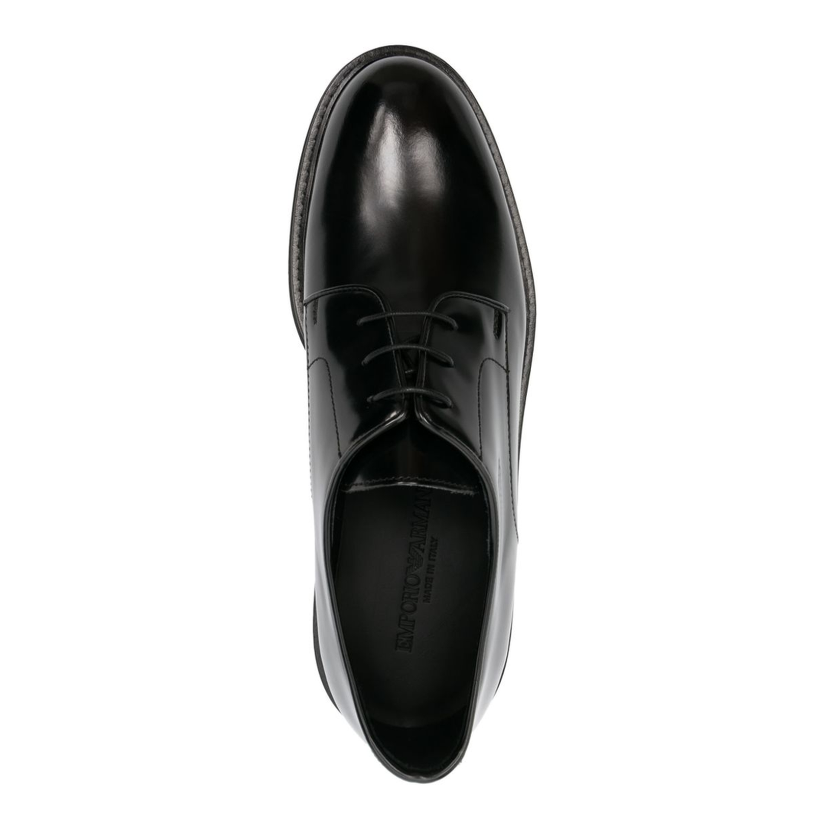 Black Calf Leather Patent Finish Panelled Design Lace-Up Shoes