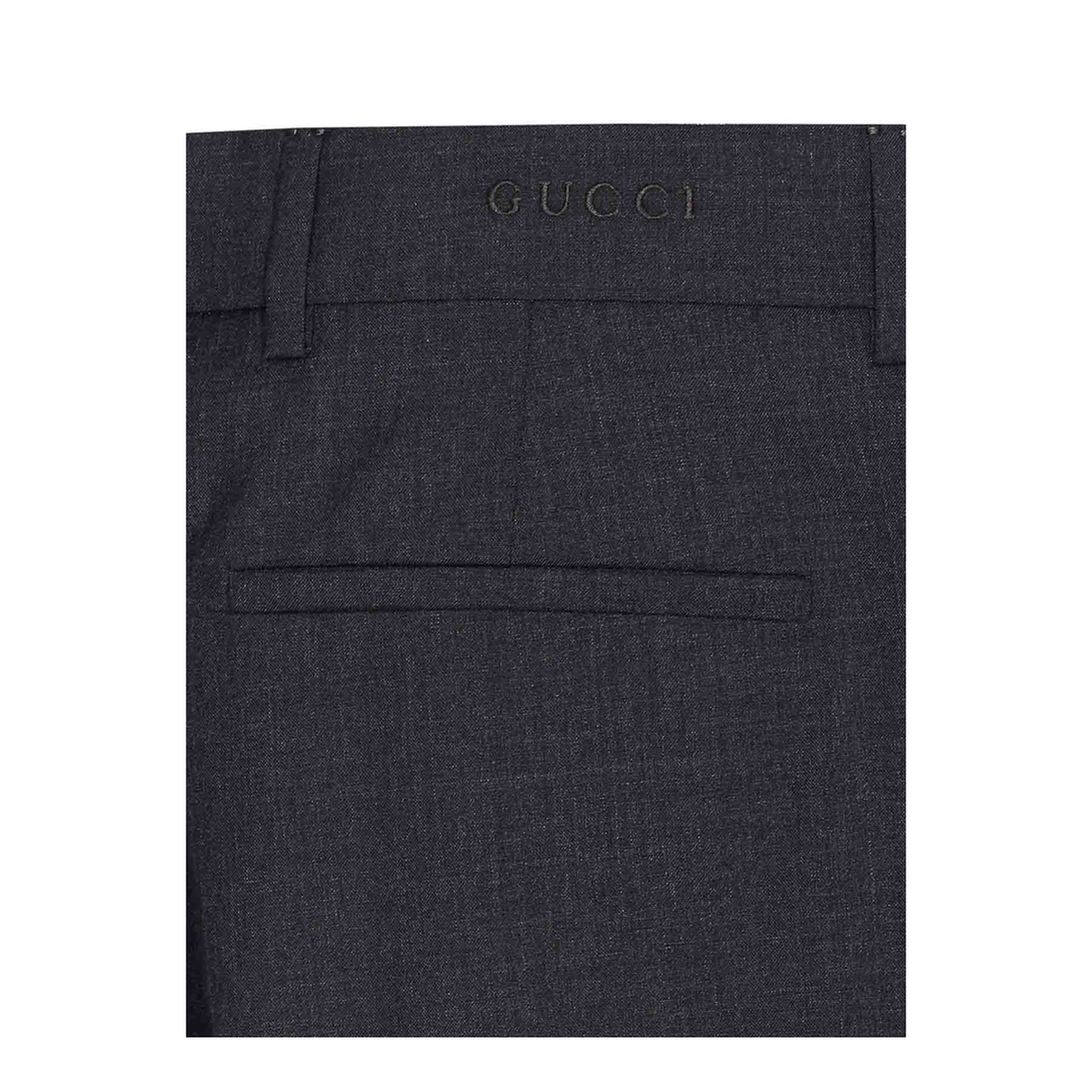 MAYFEYR - Gucci - Wool Pants With Logo In Dark Grey - 836760Z7ATK1054