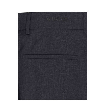 MAYFEYR - Gucci - Wool Pants With Logo In Dark Grey - 836760Z7ATK1054