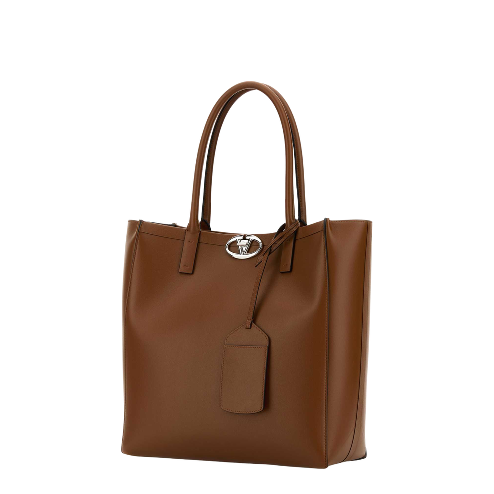 Caramel leather medium VLogo Locker shopping bag