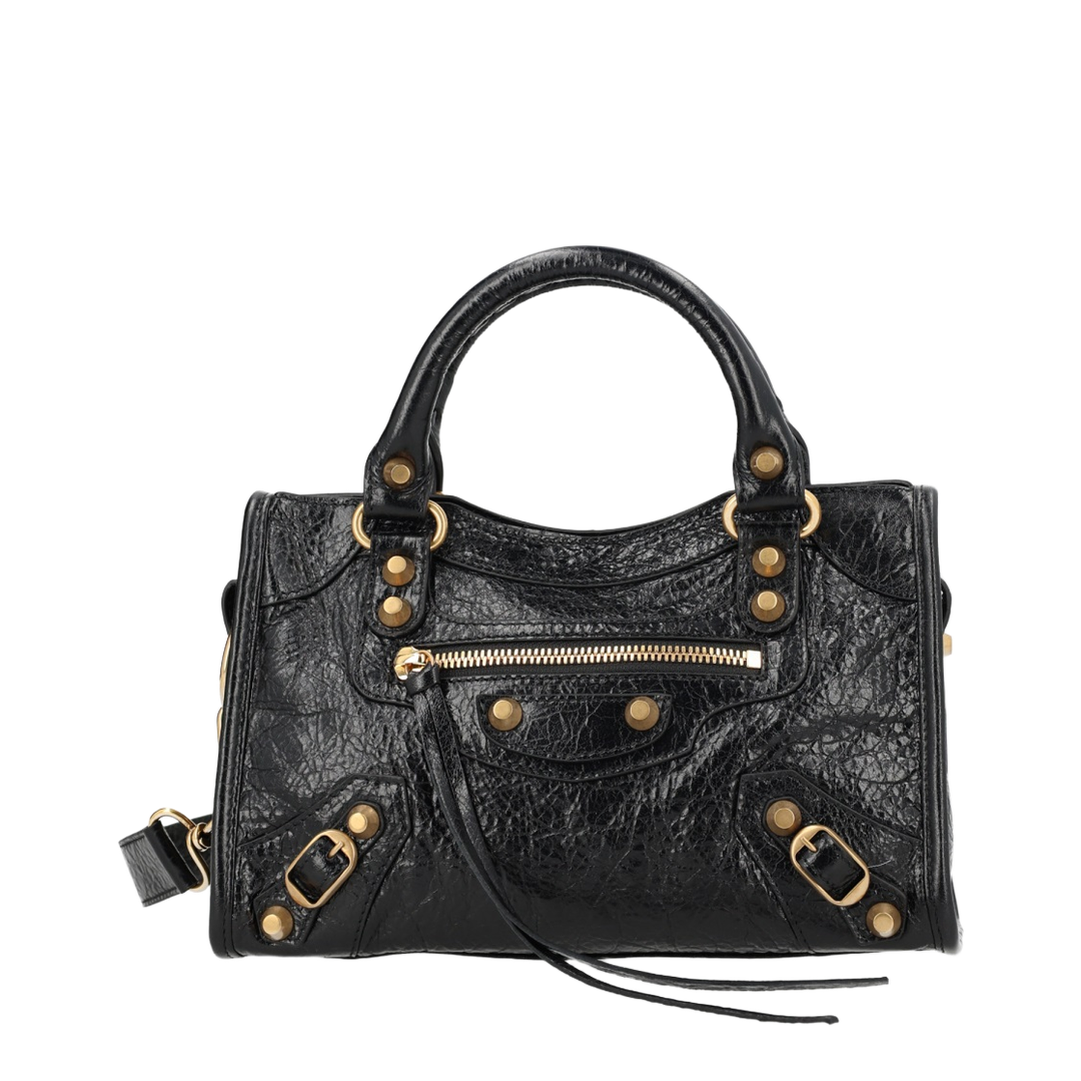 Le City Mini Textured Lambskin Leather Shoulder Bag - Black