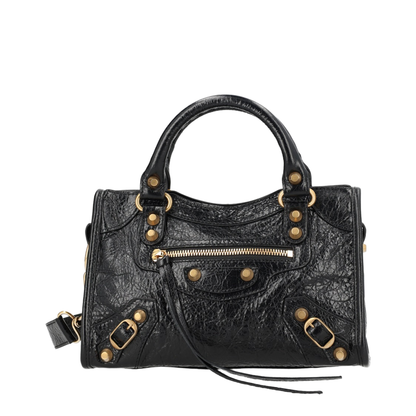 Le City Mini Textured Lambskin Leather Shoulder Bag - Black
