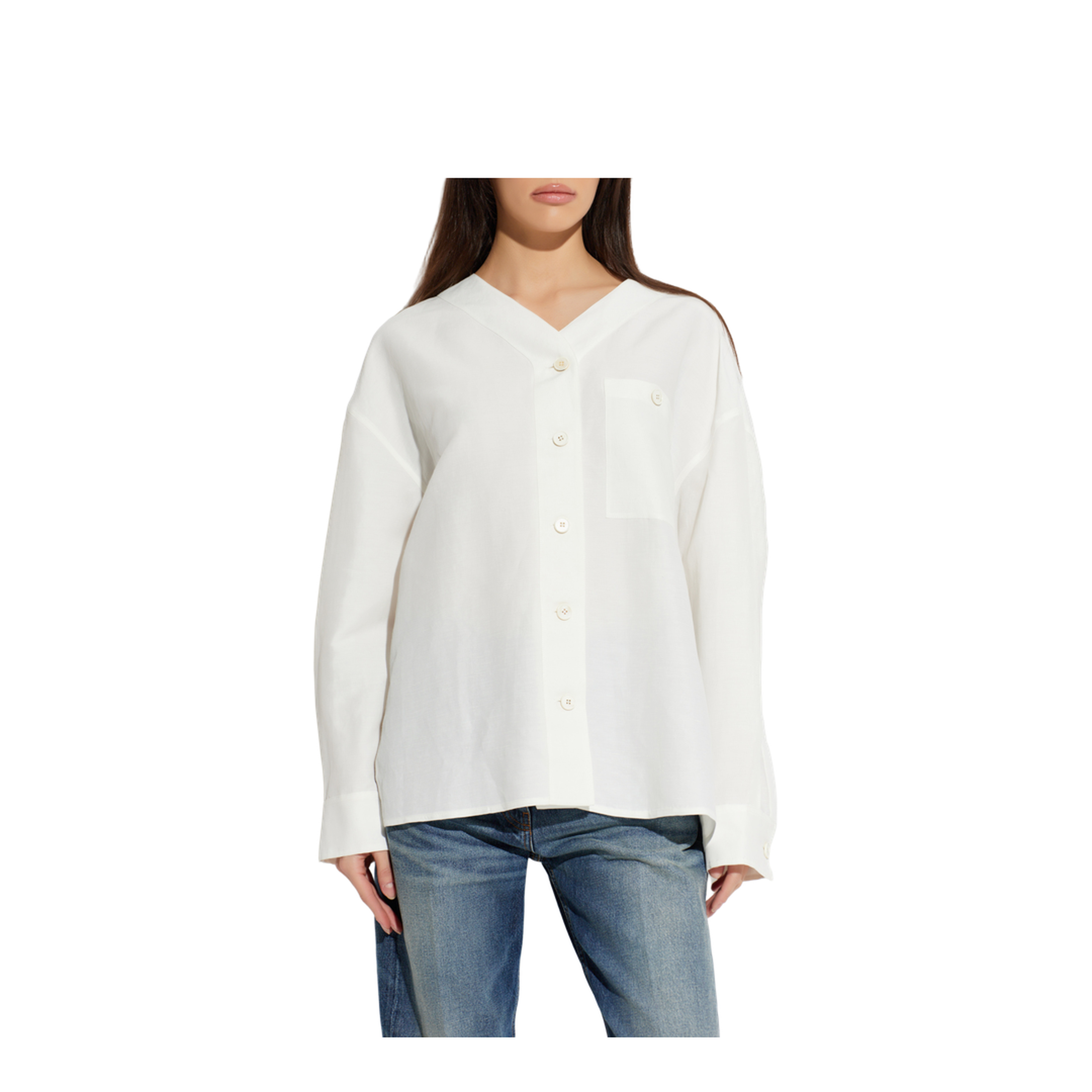 White Linen Blend Oversize Shirt