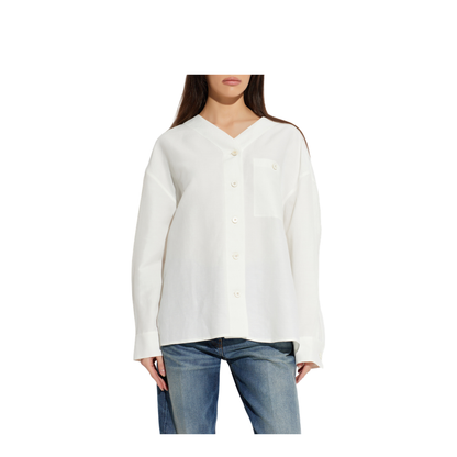 White Linen Blend Oversize Shirt