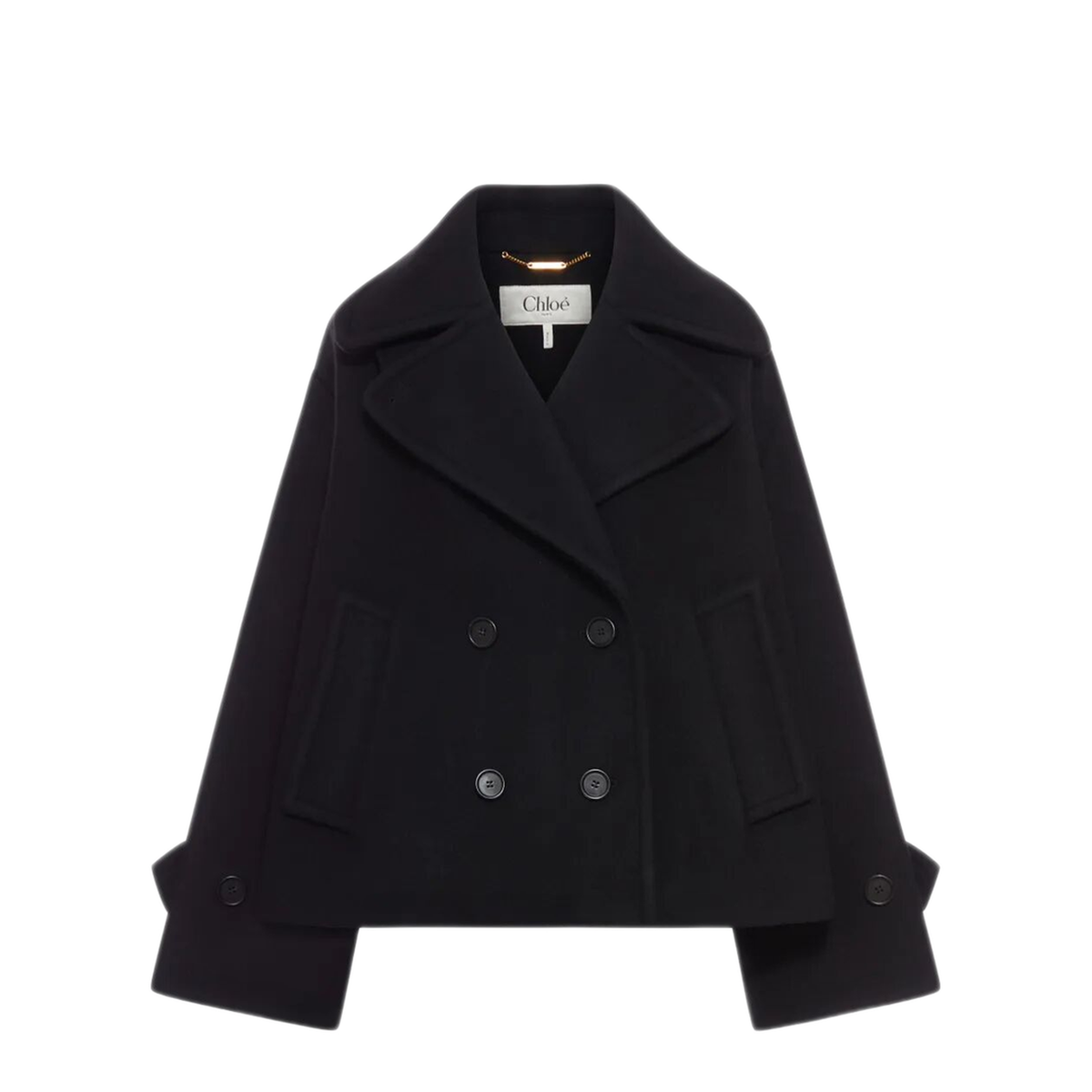 Oversized Wool Short Coat - Black