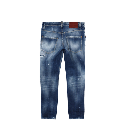Skater Jeans in Medium Blue with Destroyed Details