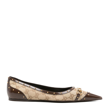 MAYFEYR - Gucci - Savoy Ballerina In Sand And Brown Gg Canvas - 875050FAF7F9649