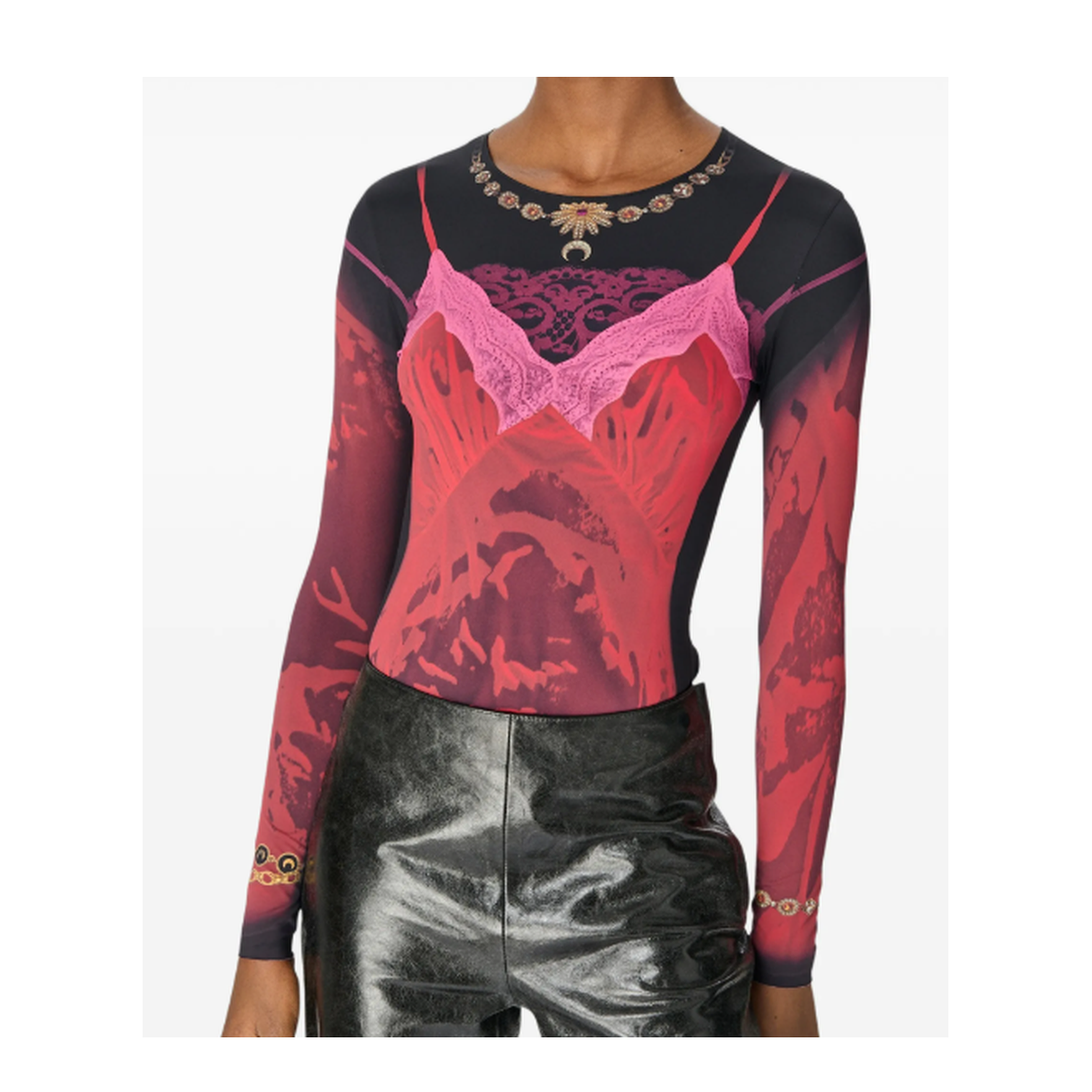 MAYFEYR - Marine Serre - Wet Nuisette Printed Jersey Ls Crewneck Top - WTS006ACJER0085RD11