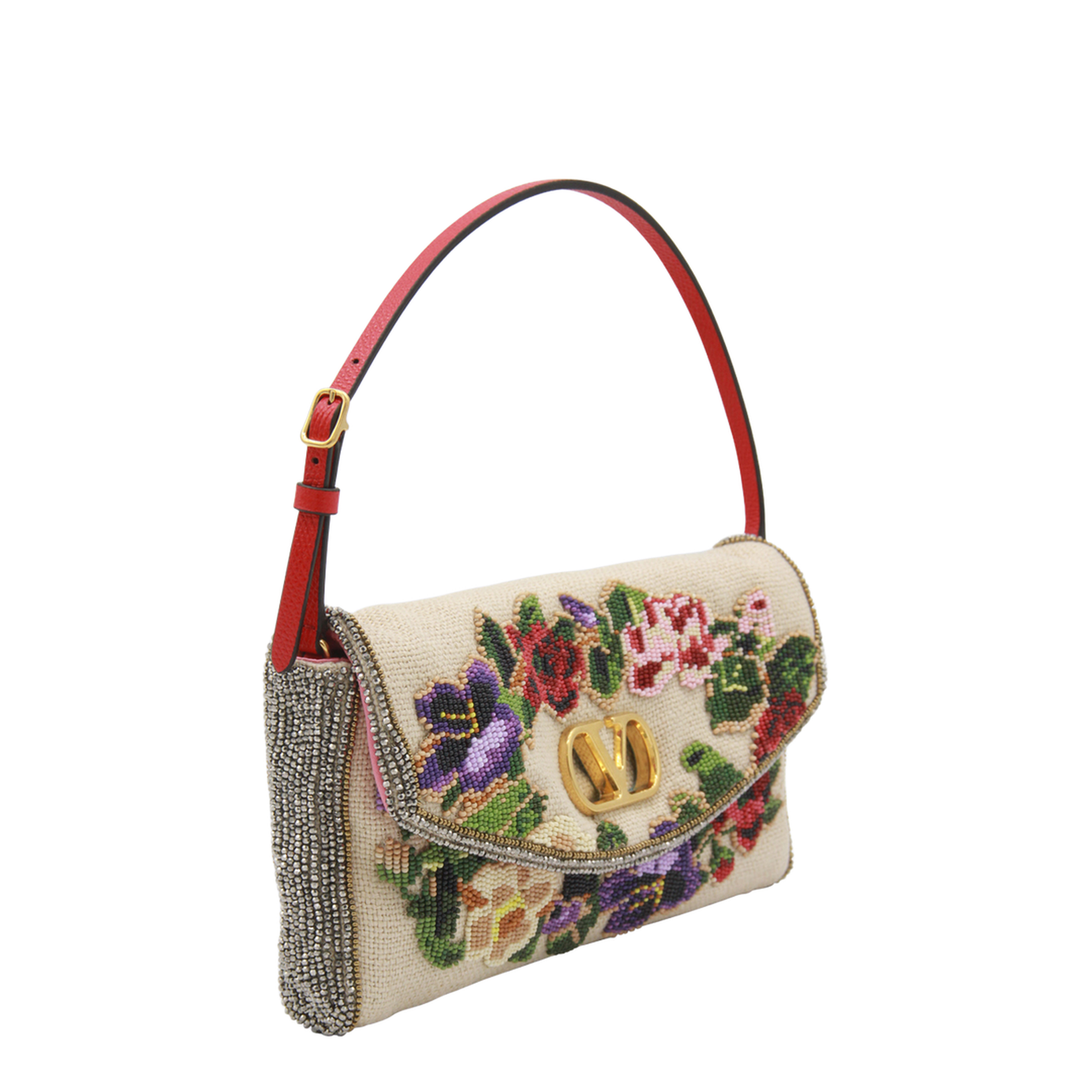Soft Beads Embroidered Linen Shoulder Bag
