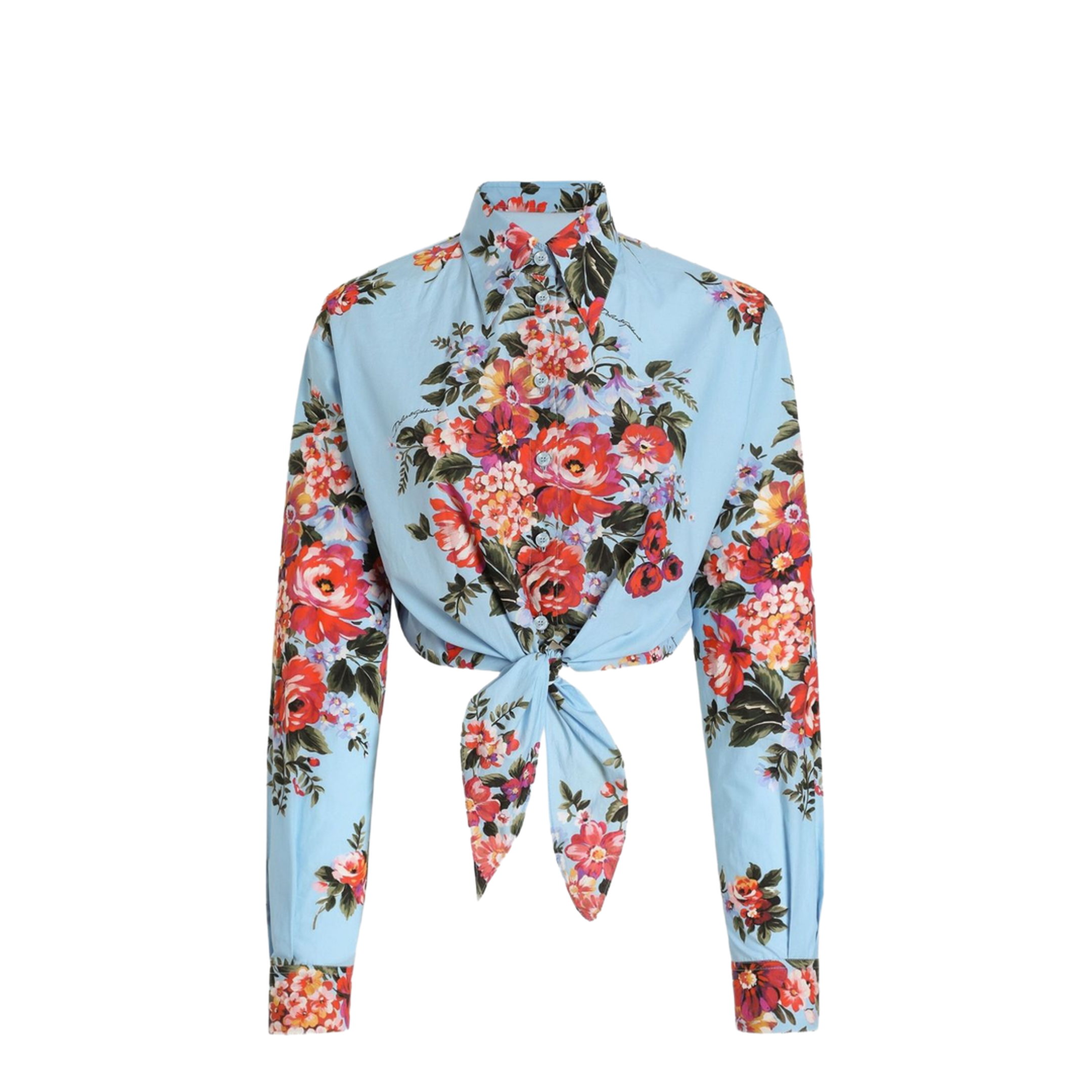 Floral bouquet-print cotton shirt
