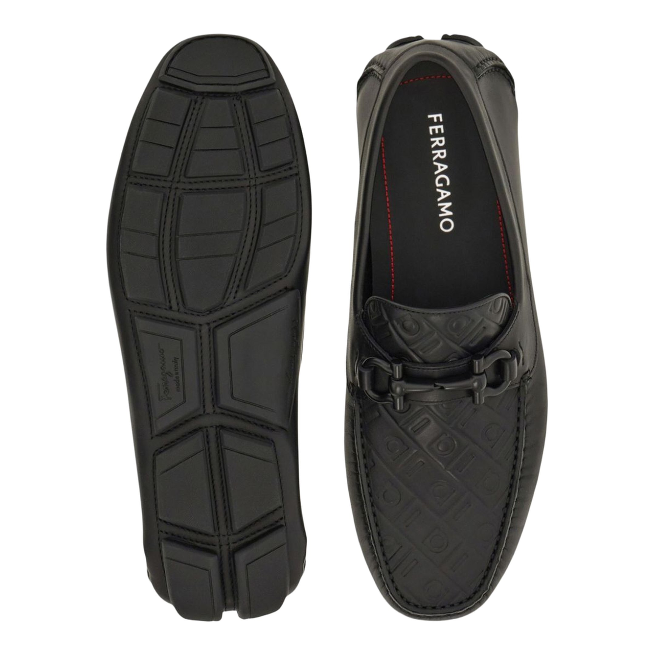 MAYFEYR - Ferragamo - Embossed Gancini Monogram Driving Loafers - 02C3980779172