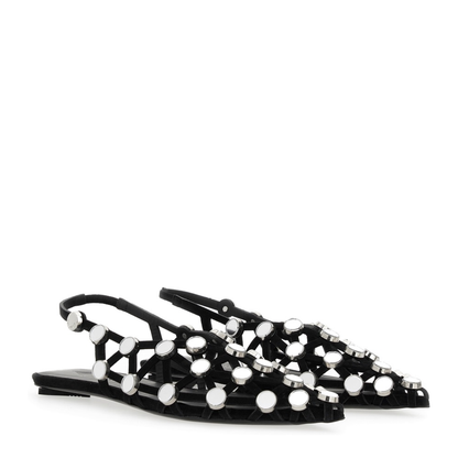 Black Grid Ballet Flats