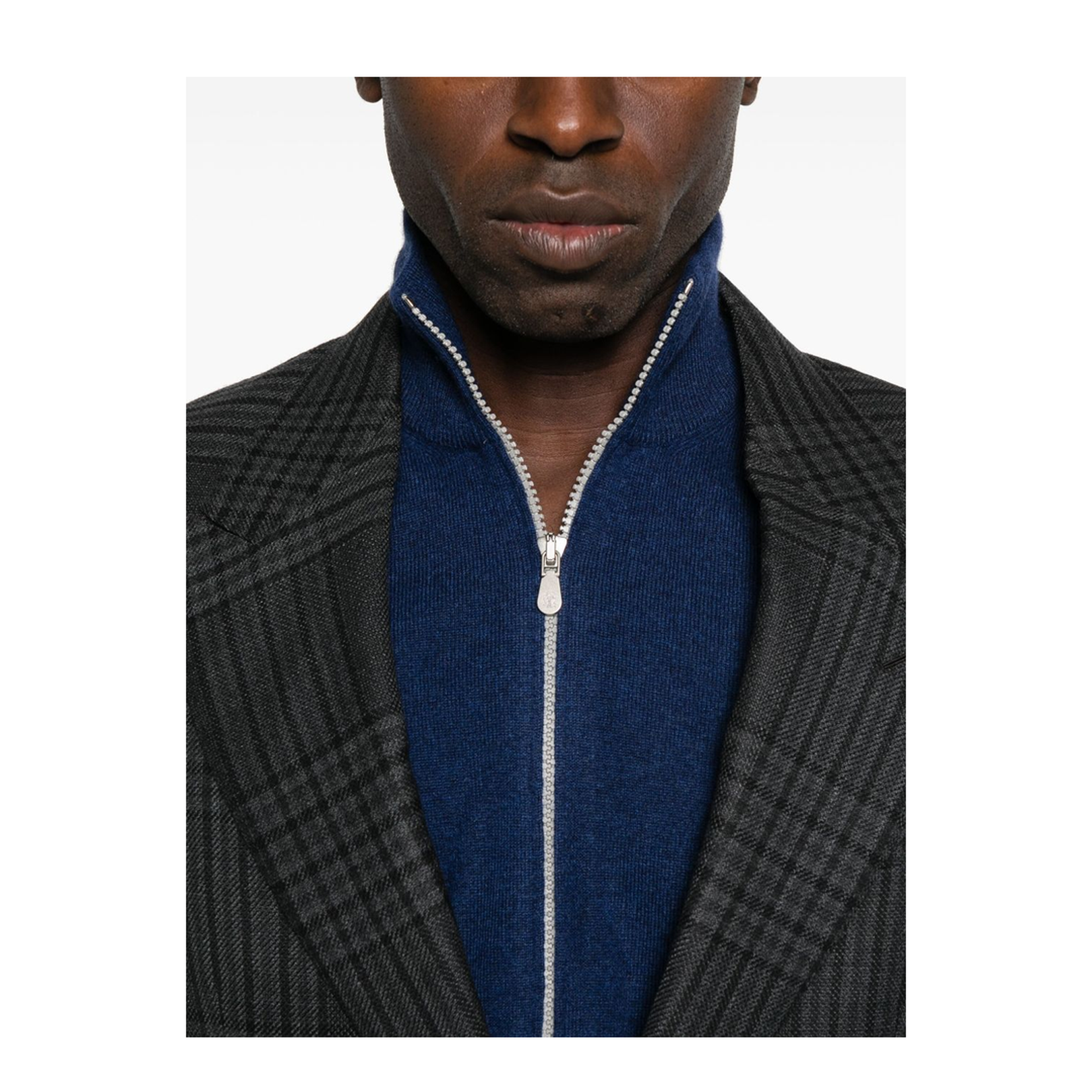 Cashmere Zipped Cardigan In Blue