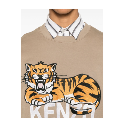 Happy Tiger Embroidered Sweatshirt in Cotton