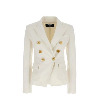 Double-breasted denim blazer