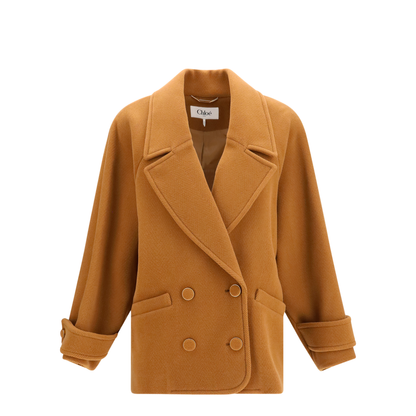 MAYFEYR - Chloè - Double-Breasted Herringbone Wool Short Coat - CH26AMA06077