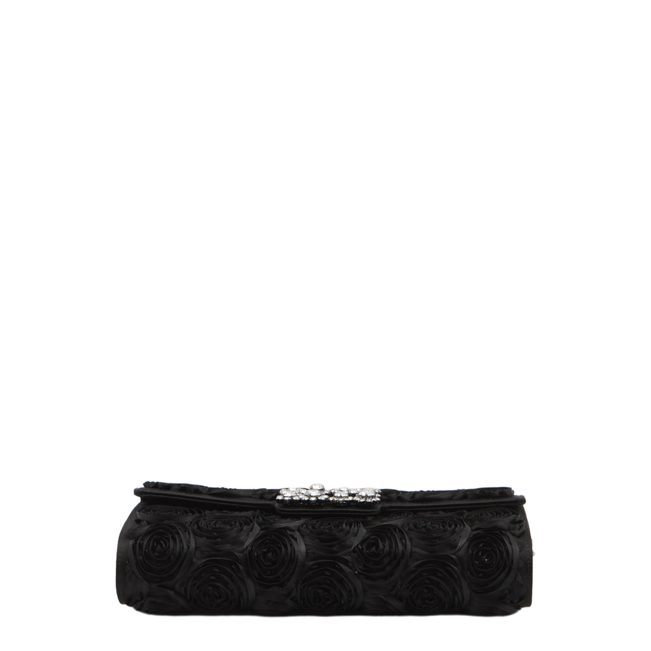 Satin Bag with Crystal Buckle and Rose Detail