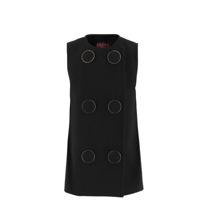 Vest with maxi buttons in black