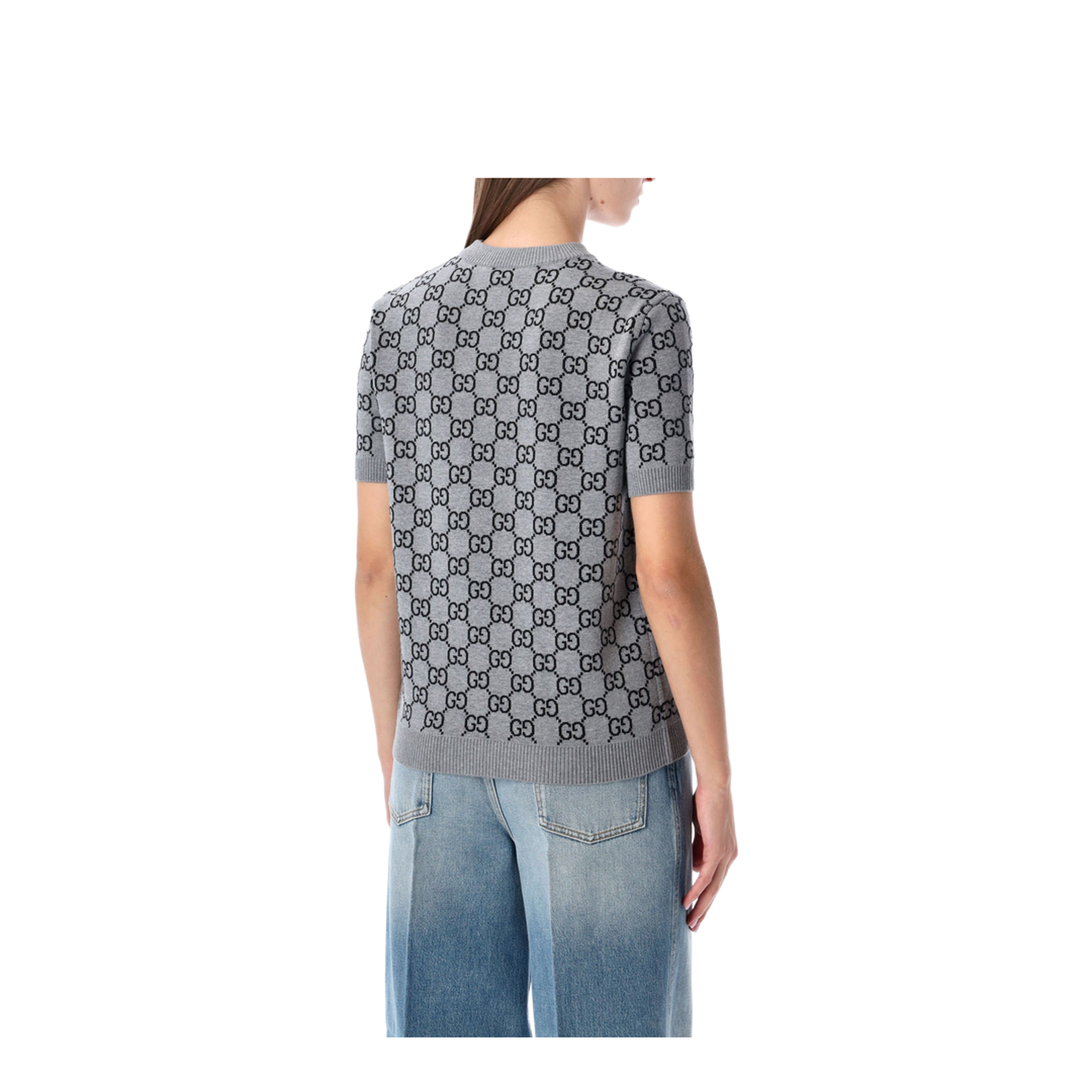 Reversible Wool Jacquard Top in Grey and Black