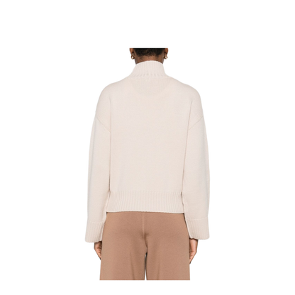 Powder Virgin Wool Ribbed High-Neck Sweater
