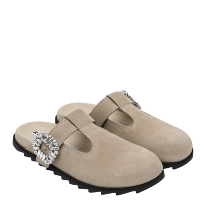 Slidy Viv Mules in Suede Beige