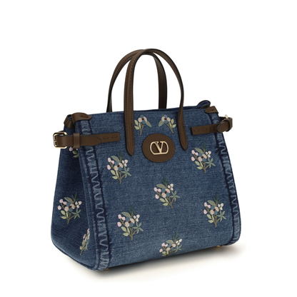 MAYFEYR - Valentino - Small Antibes Handbag In Embroidered Denim - 8W0B0R20AXE