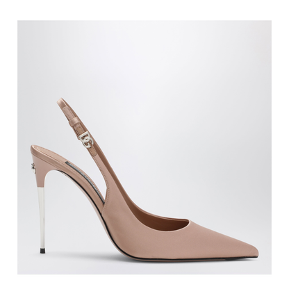 MAYFEYR - Dolce & Gabbana - Beige Satin Slingback With Logo - CG0776A76308H056