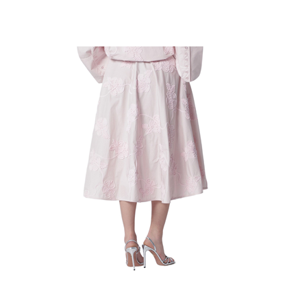 Orchid Pink Skirt With Floral Embroidery