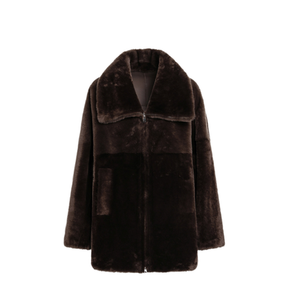 MAYFEYR - Blancha - Oak Brown Zip Up Shearling Jacket - 2610030225QU