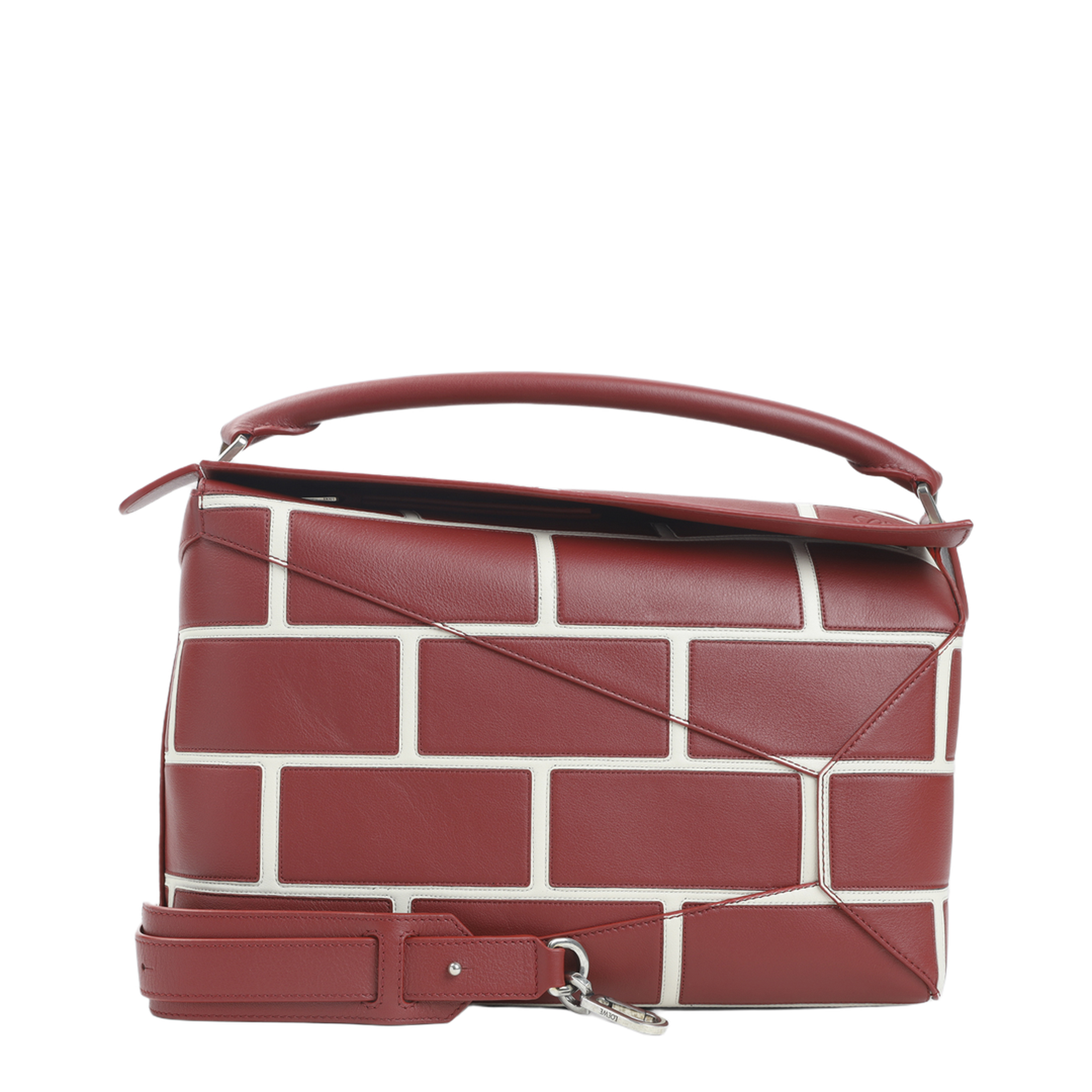 Puzzle Edge Large Calfskin Shoulder Bags - Red