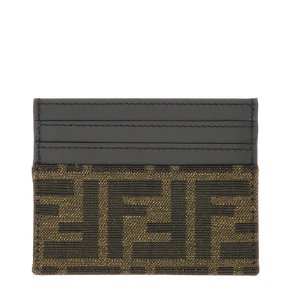 FF Jacquard Card Holder Leather Brown
