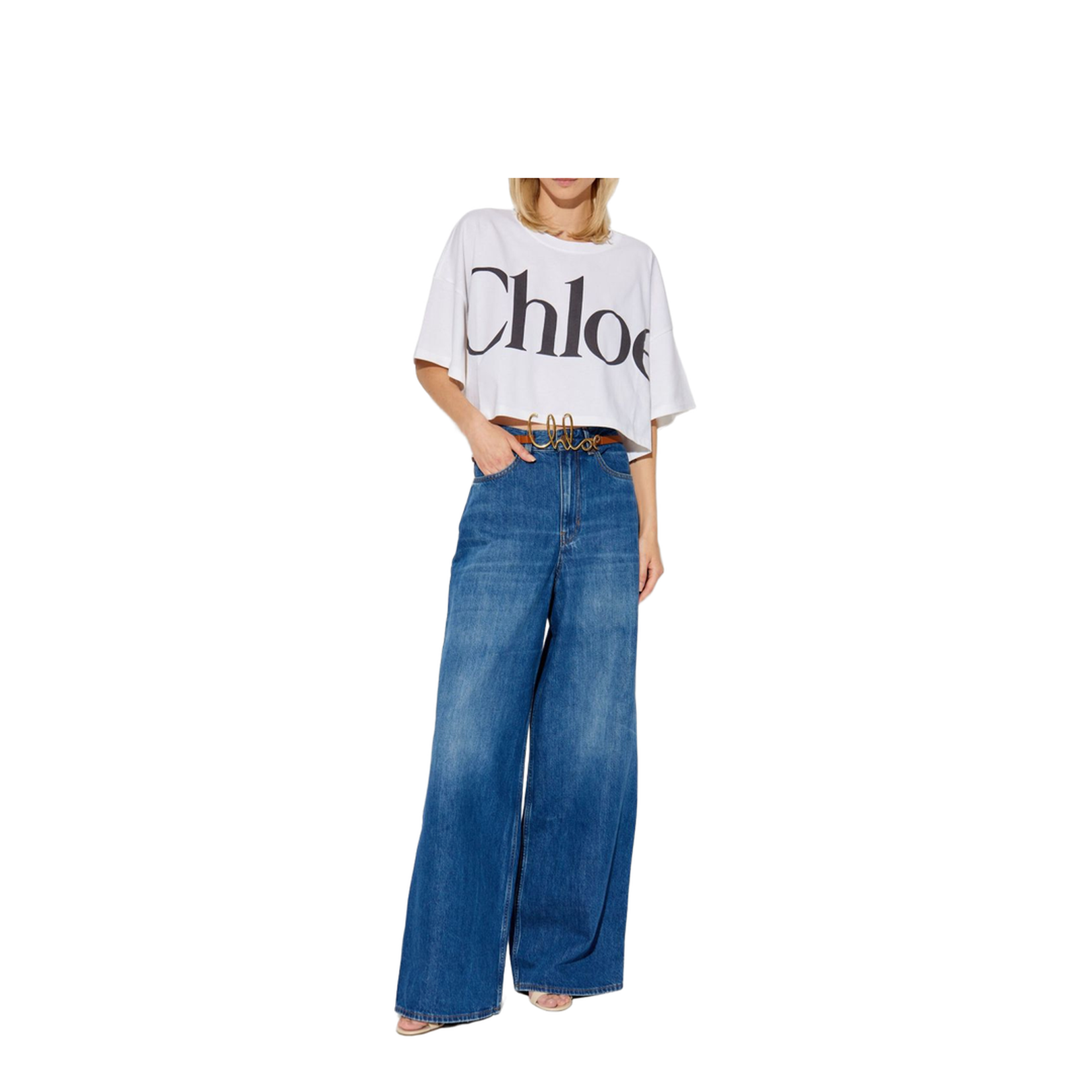 Cropped Boxy Logo T-Shirt in Cotton Jersey