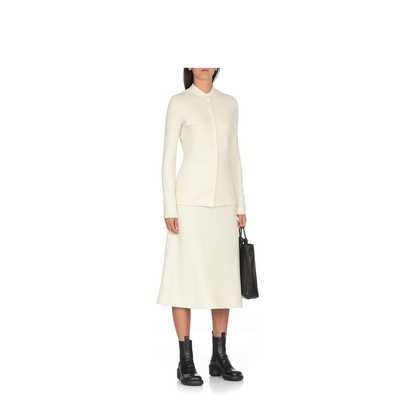 Ivory Stretch Wool Blend Shirt