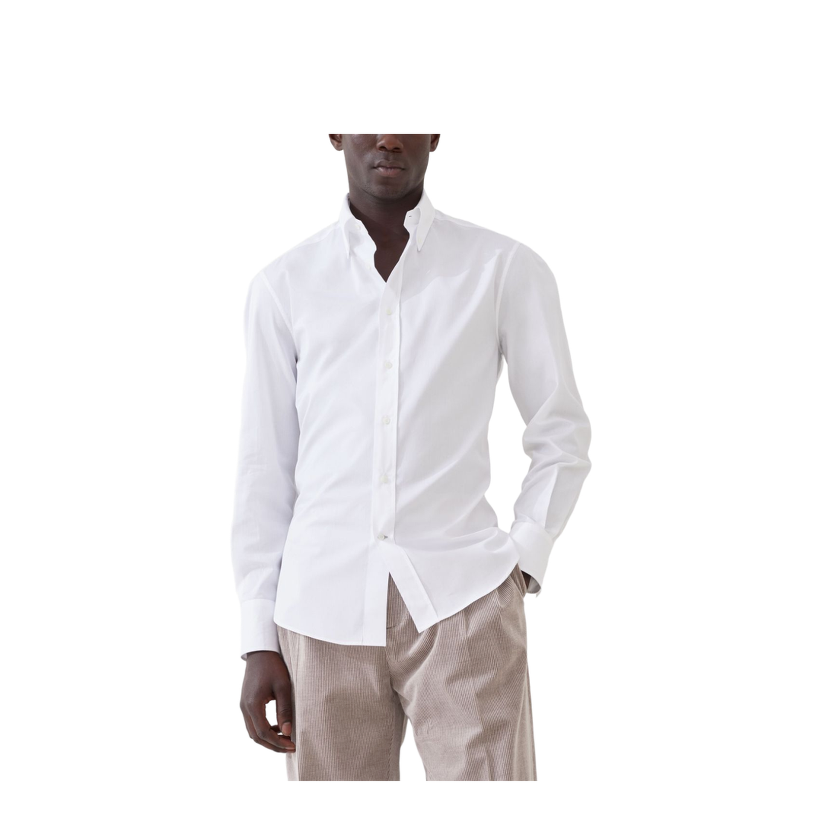 Button-Down Collar Shirt in White