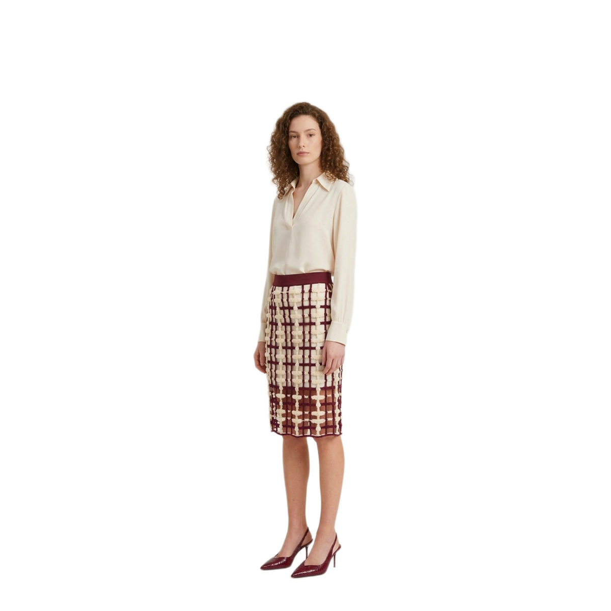 MAYFEYR - SUTTON NEW YORK - Burgundy Mesh Midi Skirt - D9722346270