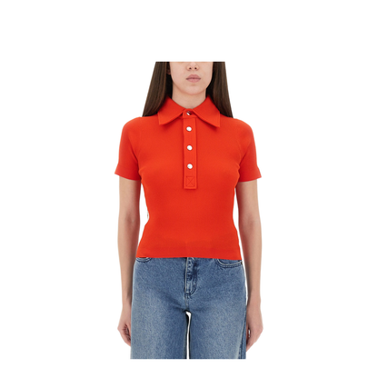 Coral Red Viscose Blend Polo Shirt