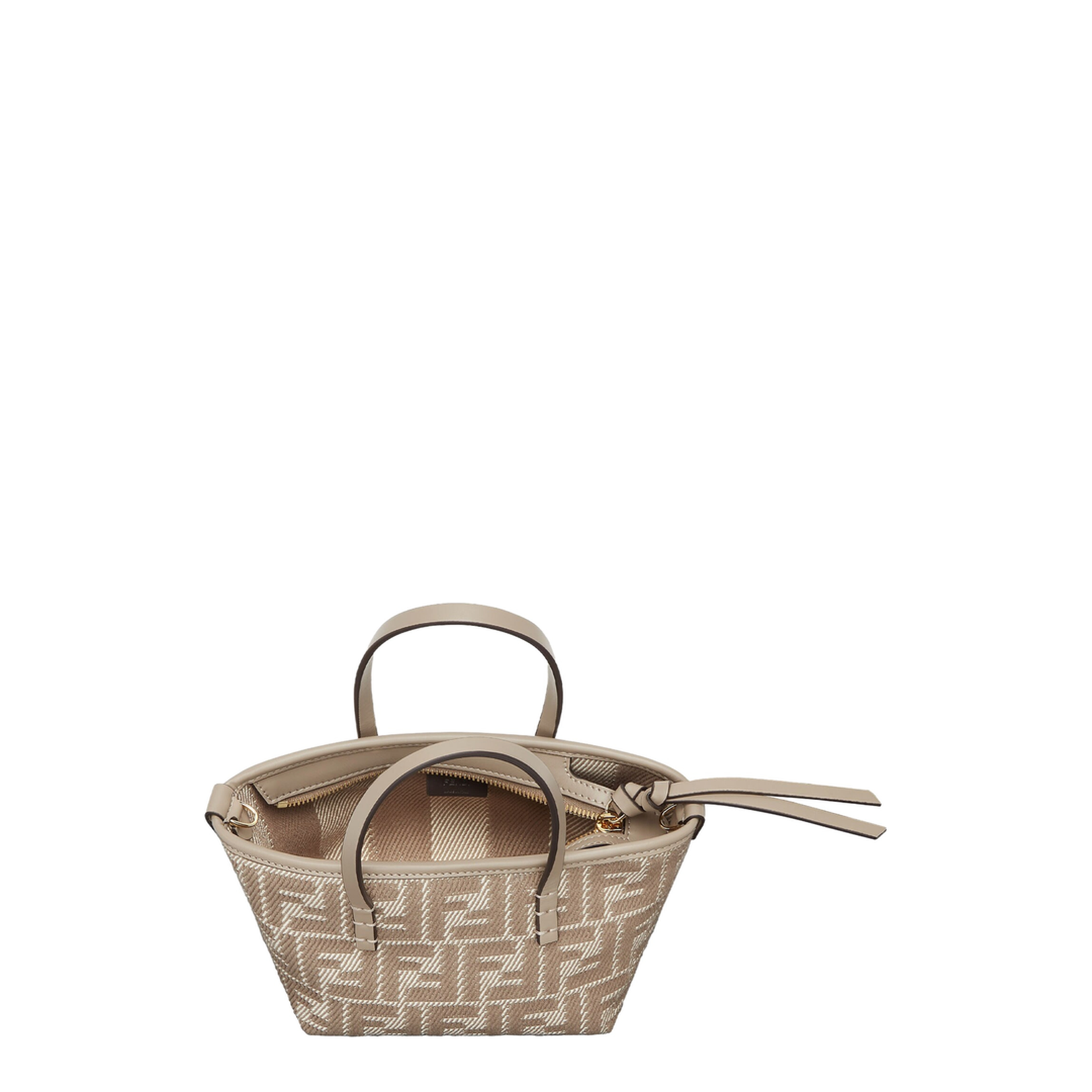 Roll Mini Canvas Top Handle Bags - Beige