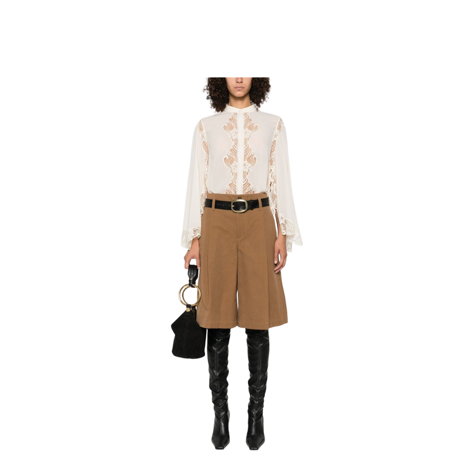 Fluid Blouse in Silk Georgette & Lace