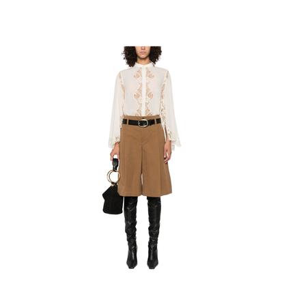 Fluid Blouse in Silk Georgette & Lace