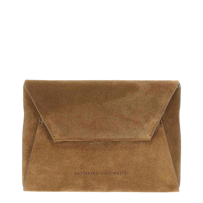 Suede Clutch Bag Brown