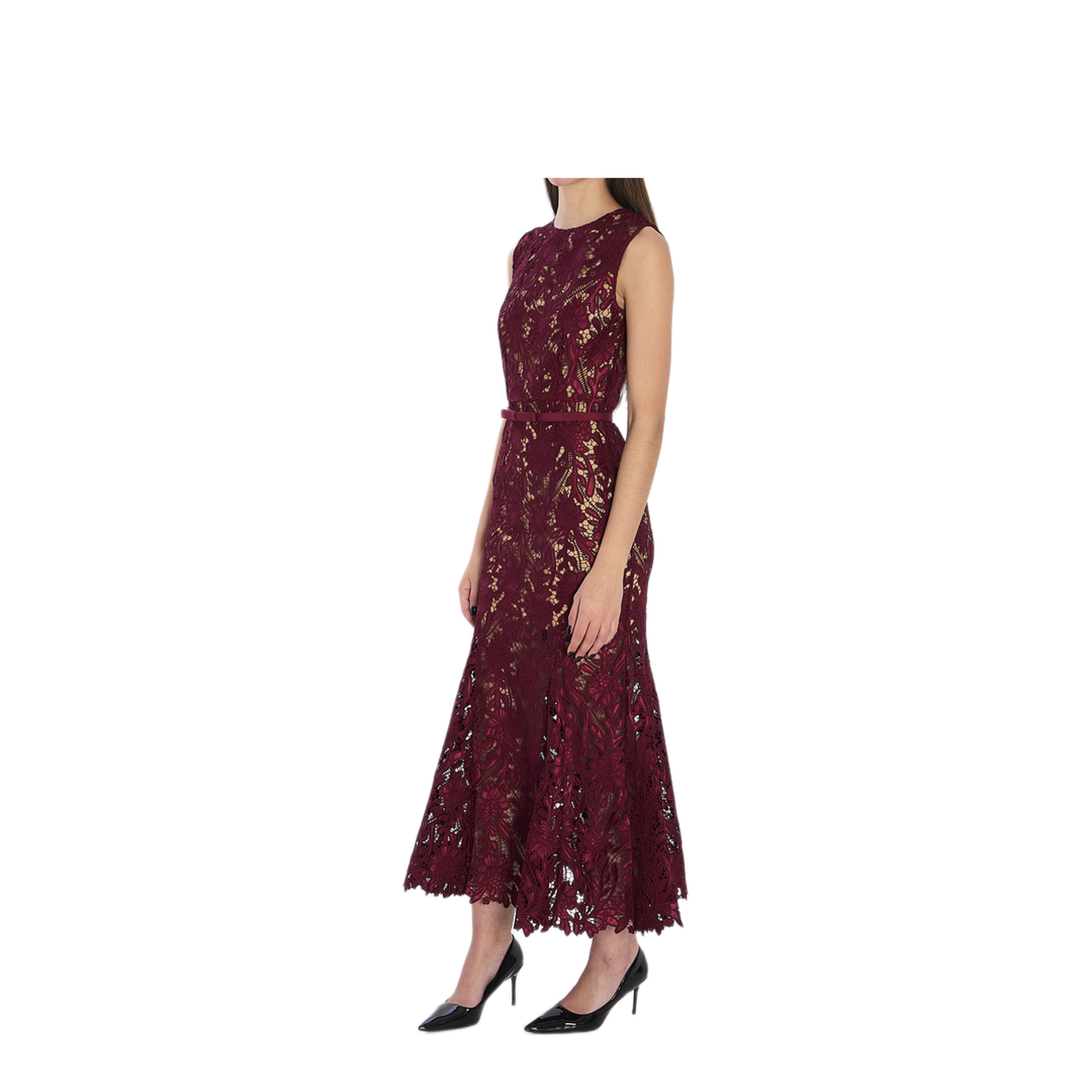 MAYFEYR - Self Portrait - Guipure Lace Midi Dress - RS26167MABURGUNDY