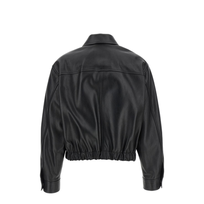Leather Blouson Puffer Jackets Black