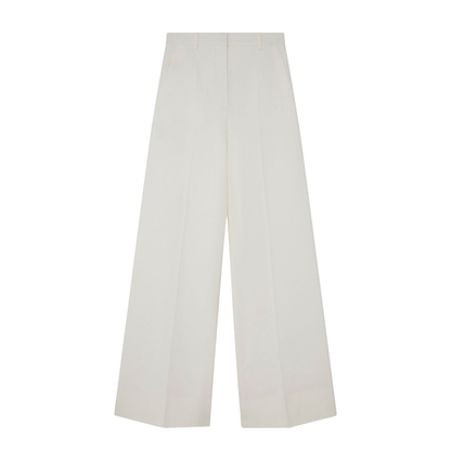 Beige High-Rise Flared Trousers