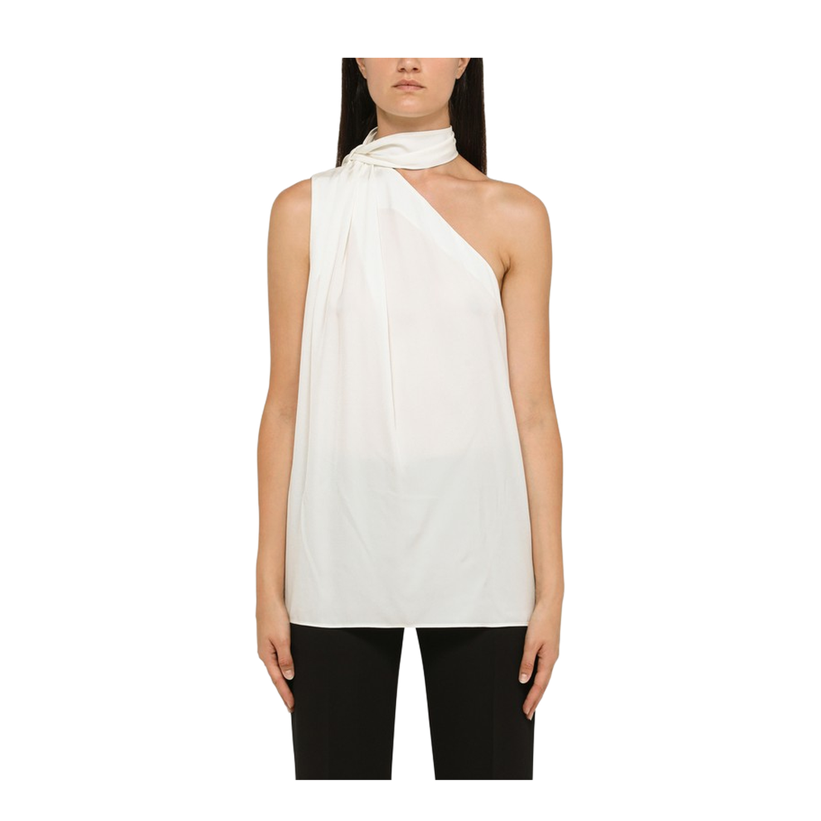 Cream Asymmetric Viscose Top