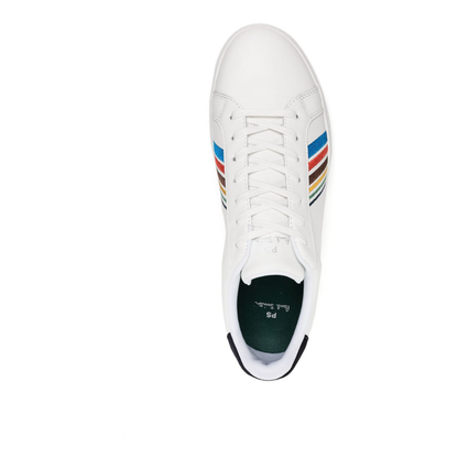 White Leather Sports Stripe Rex Sneakers