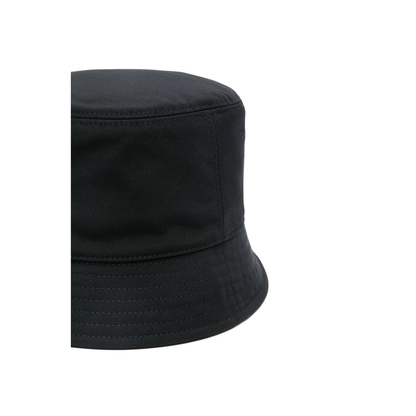 Black Cotton Blend Bucket Hat