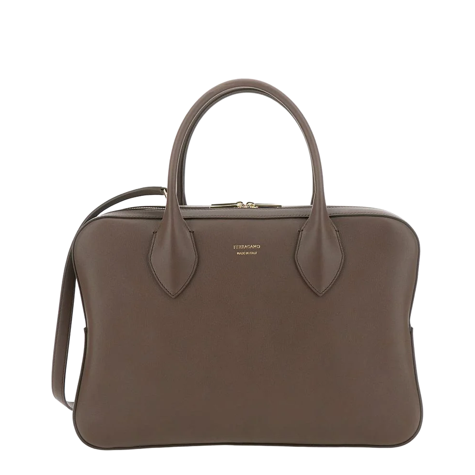 Brown Handbag With Three Zips